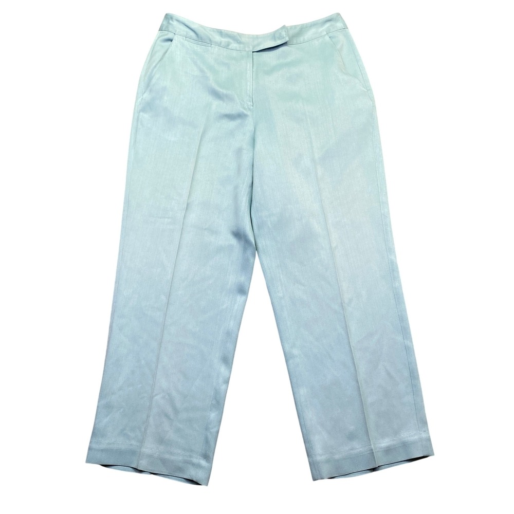 Tommy Bahama Womens 6 Light Blue 100% Silk Wide Leg Cropped Trousers Pants